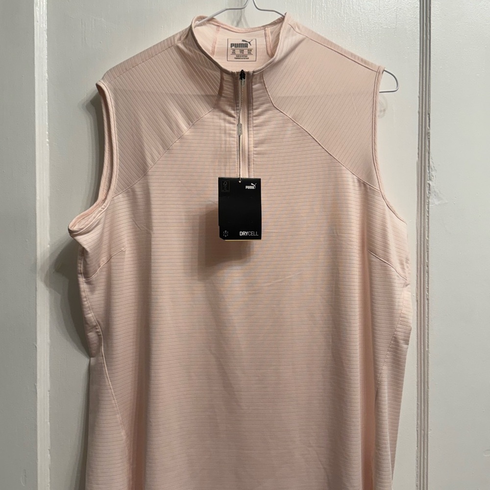 Women’s Puma Pink Sleeveless Zip-Up Golf Top